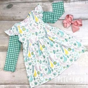 PETE+LUCY | Girls Floral Birds Long-Sleeve Dress